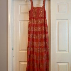 Oliphant maxi coral and gold sequin size small